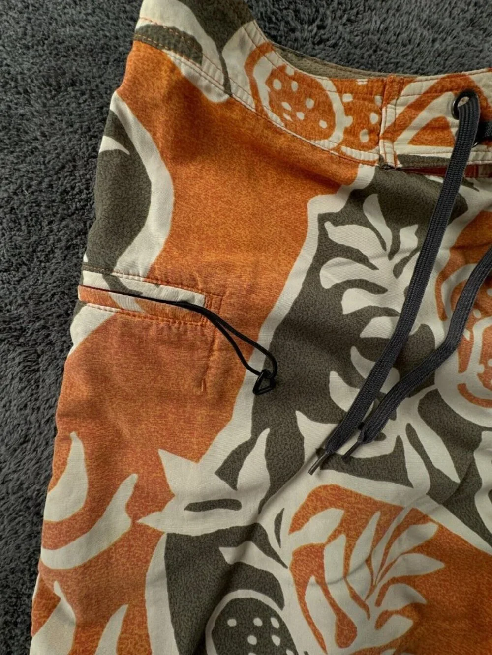 Patagonia Swim Trunk Men Board Shorts Adult Swimming Size 34 Orange Tiki Floral